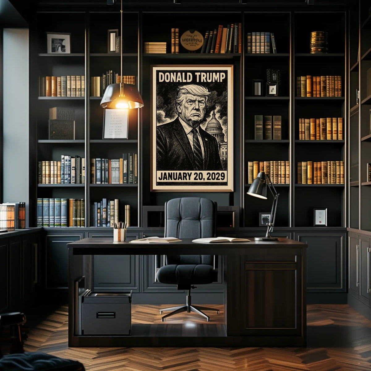 Donald Trump 47th President of the United States B & W Comic Sketch Poster