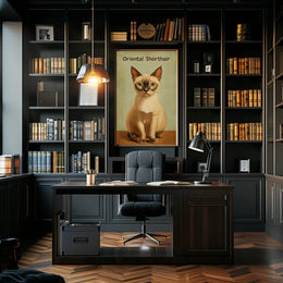 Oriental Shorthair Cat Digital Painting Vintage Poster