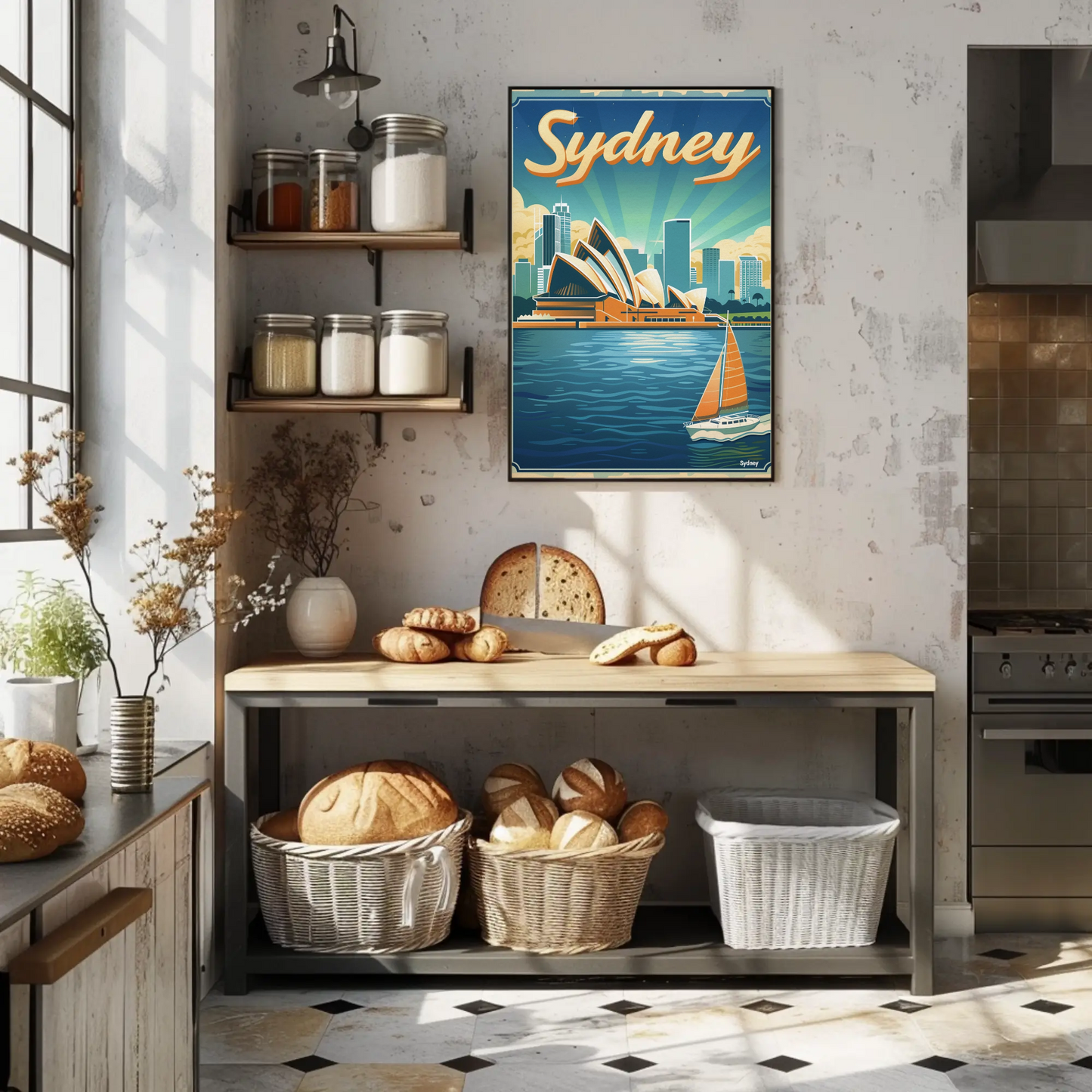 Sydney Skyline Opera House Harbor Travel Poster