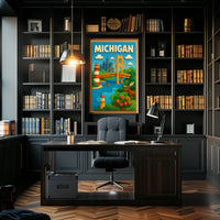 Michigan Adventure Poster Scenic Wall Art For Home Decor