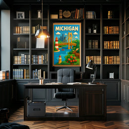 Michigan Adventure Poster Scenic Wall Art For Home Decor