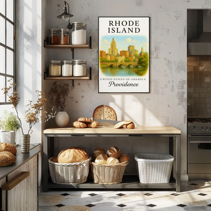 Providence Rhode Island Historic Riverwalk Downtown Travel Poster Travel Poster