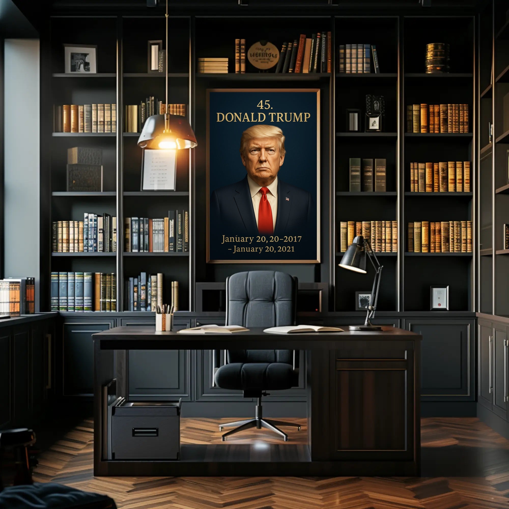 Donald Trump Presidential Era Photorealistic Political or Propaganda Poster PosterGoat