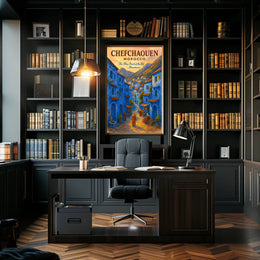 Chefchaouen Watercolor Poster: Blue Pearl Serenity
