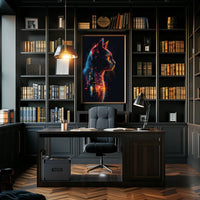 Neon Cat in Futuristic Cityscape Poster