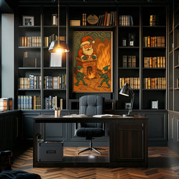 Santa's Chimney Caper: Festive and Vintage Christmas Poster