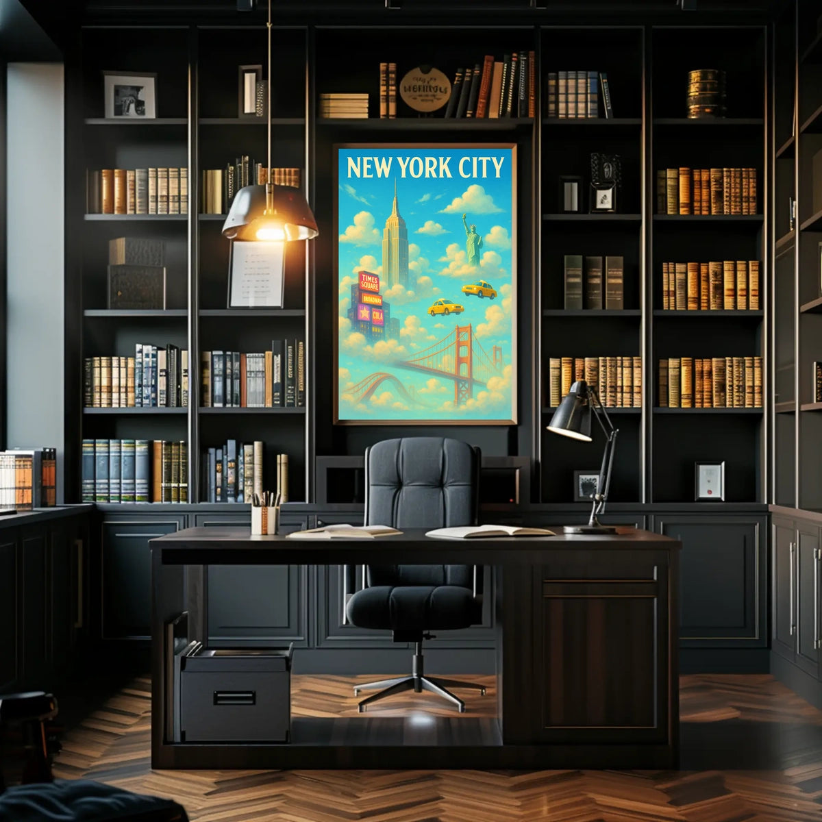 New York City Landmarks Skyline Poster Abstract Wall Art