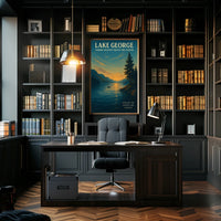 Lake George Sunrise Tranquility Poster Vintage Wall Art