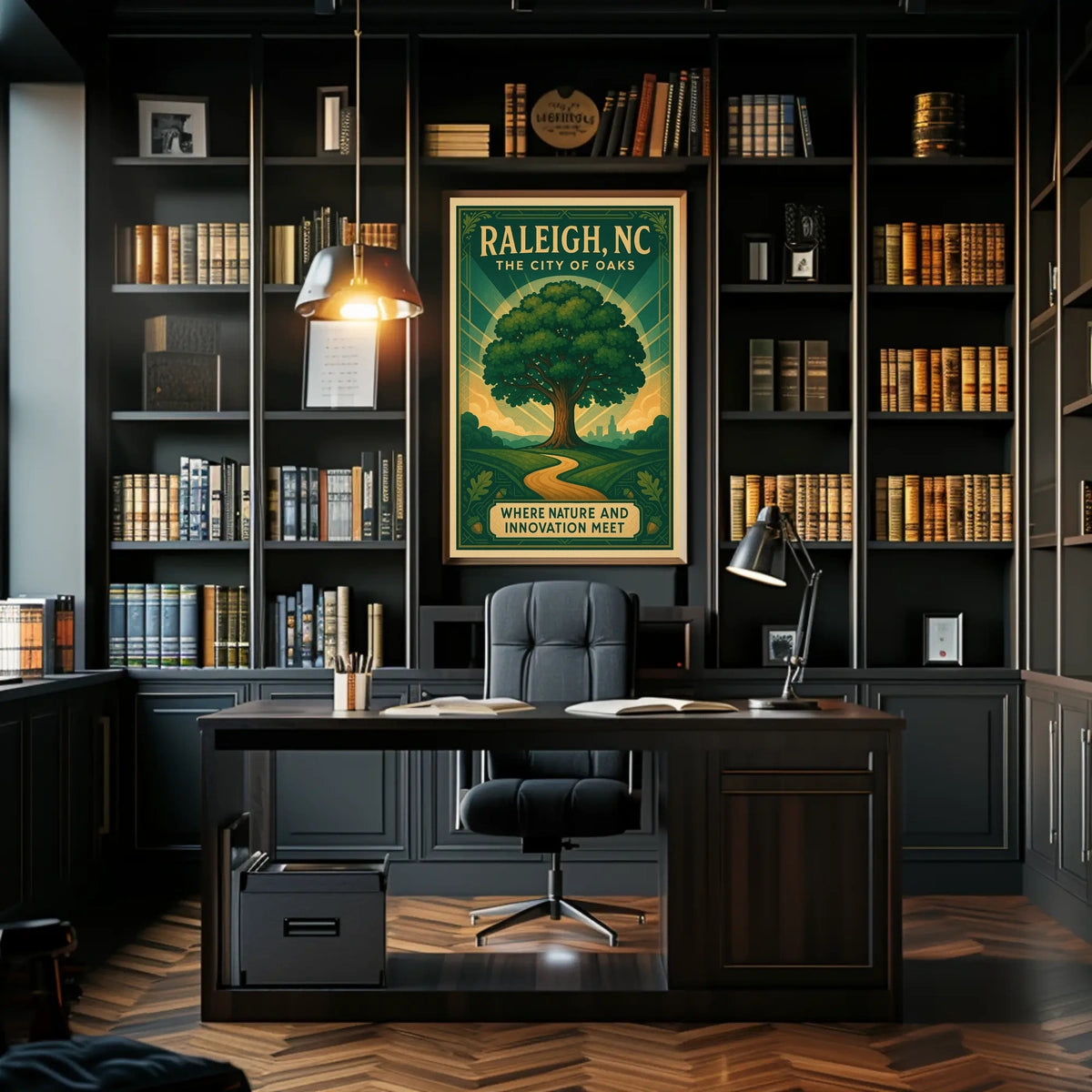 Raleigh City of Oaks Vintage Travel Poster