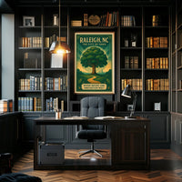 Raleigh City of Oaks Vintage Travel Poster