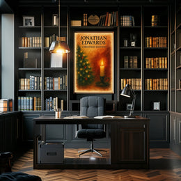 Warm Christmas Setting, Ornaments and Candle Art Poster