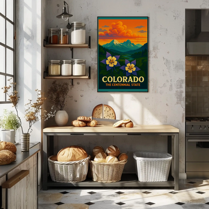 Colorado Centennial State Flowers Sunset Travel Poster