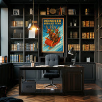 Reindeer Bobsled Adventure Poster: Fantasy or Mythology Poster