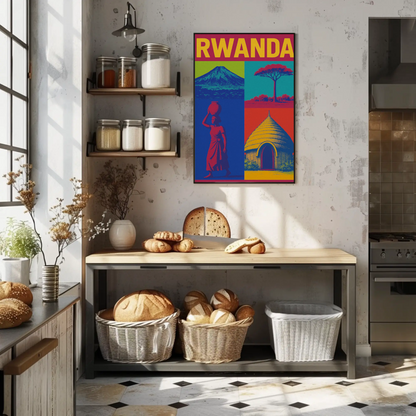Rwanda Pop Art Iconic Scenes Poster Travel