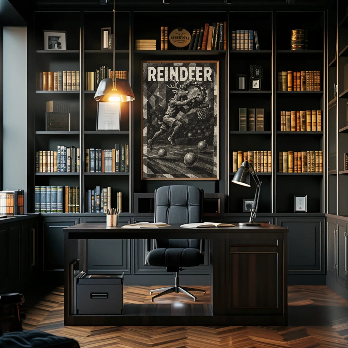 Reindeer Basketball Poster