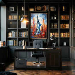 Statue of Liberty Cityscape Poster Abstract Wall Art