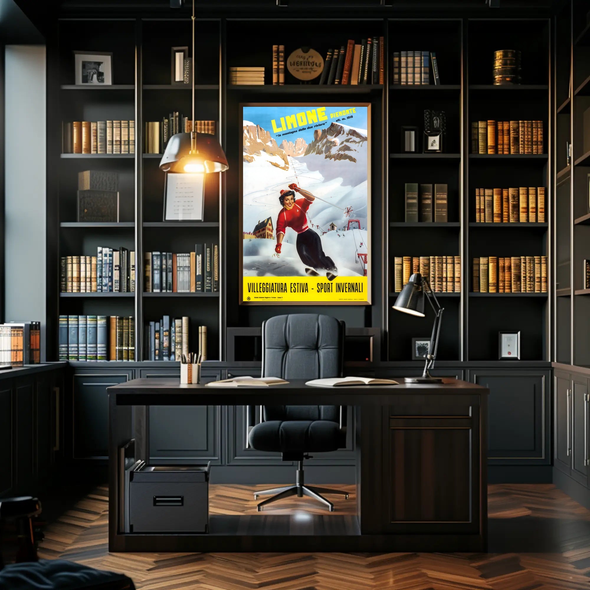 Limone Piemonte Vintage Ski Adventure Poster PosterGoat