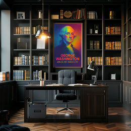 George Washington 1st President of the United States Neon Gradient Overlay Poster