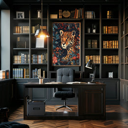 Majestic Jaguar Wall Art in Bloom Print