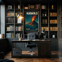 Hawaii Volcano Adventure Vintage Travel Poster Print