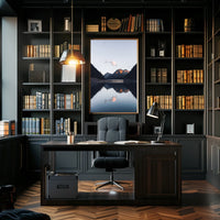 Serene Mountain Landscape at Dusk Photorealistic Poster