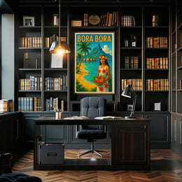 Tropical Vintage Bora Bora Travel Poster PosterGoat