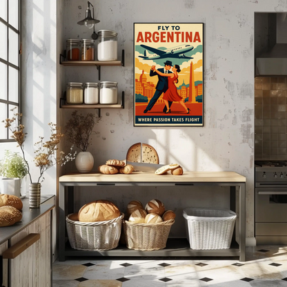 Fly To Argentina Dance And Skyline Travel Poster