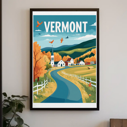 Vermont Vintage Poster - Mountain Road
