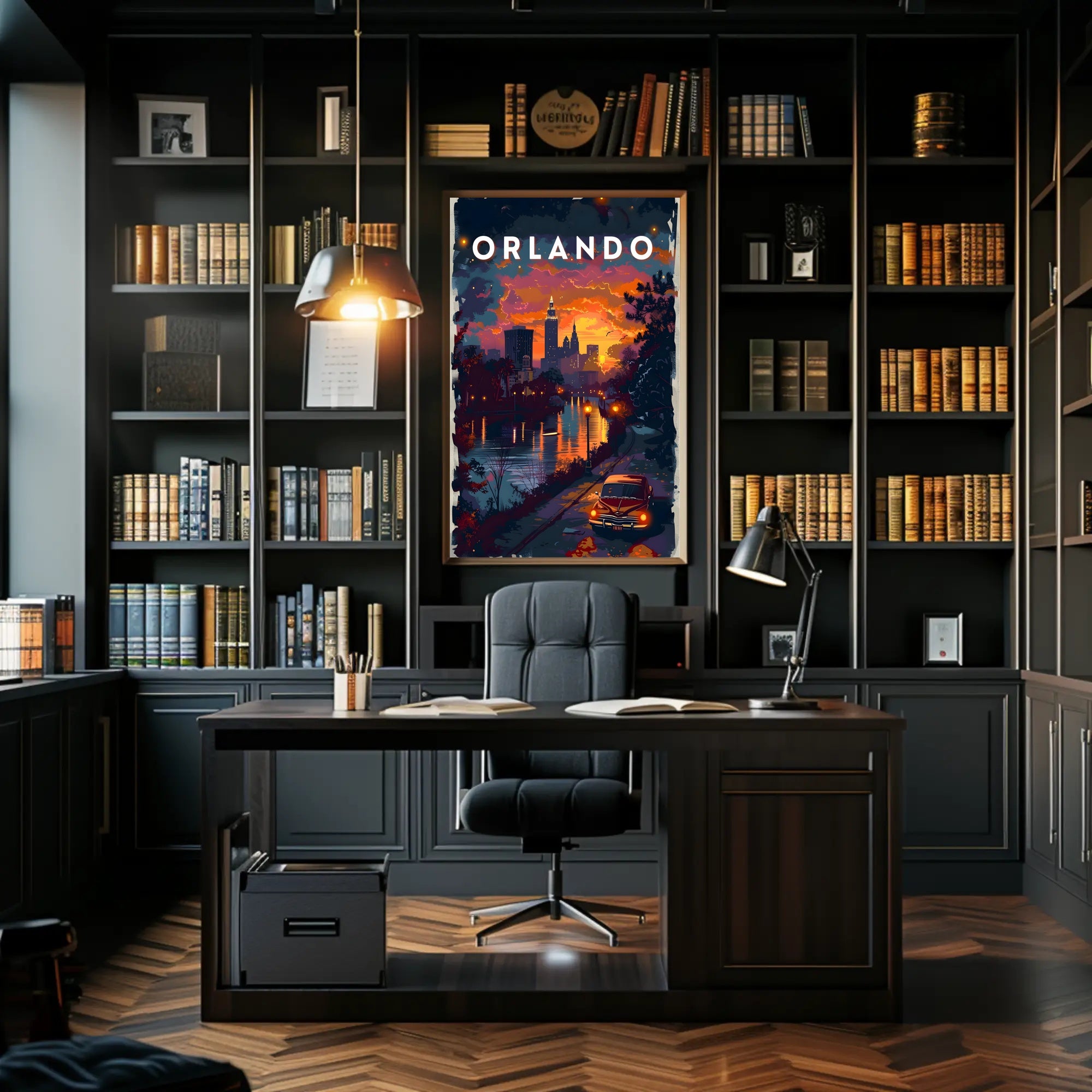 Orlando Sunset Skyline Poster