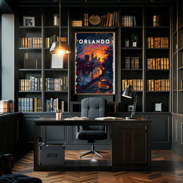 Orlando Sunset Skyline Poster