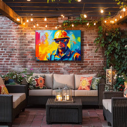 Dynamic Construction Worker Abstract Art Poster
