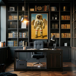 Astronaut at Pyramids Futuristic Sci-Fi Poster