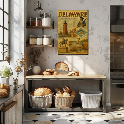 Delaware Founding History Colonial Heritage Travel Poster
