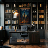 New York City Lights Vintage Urban Cityscape Poster