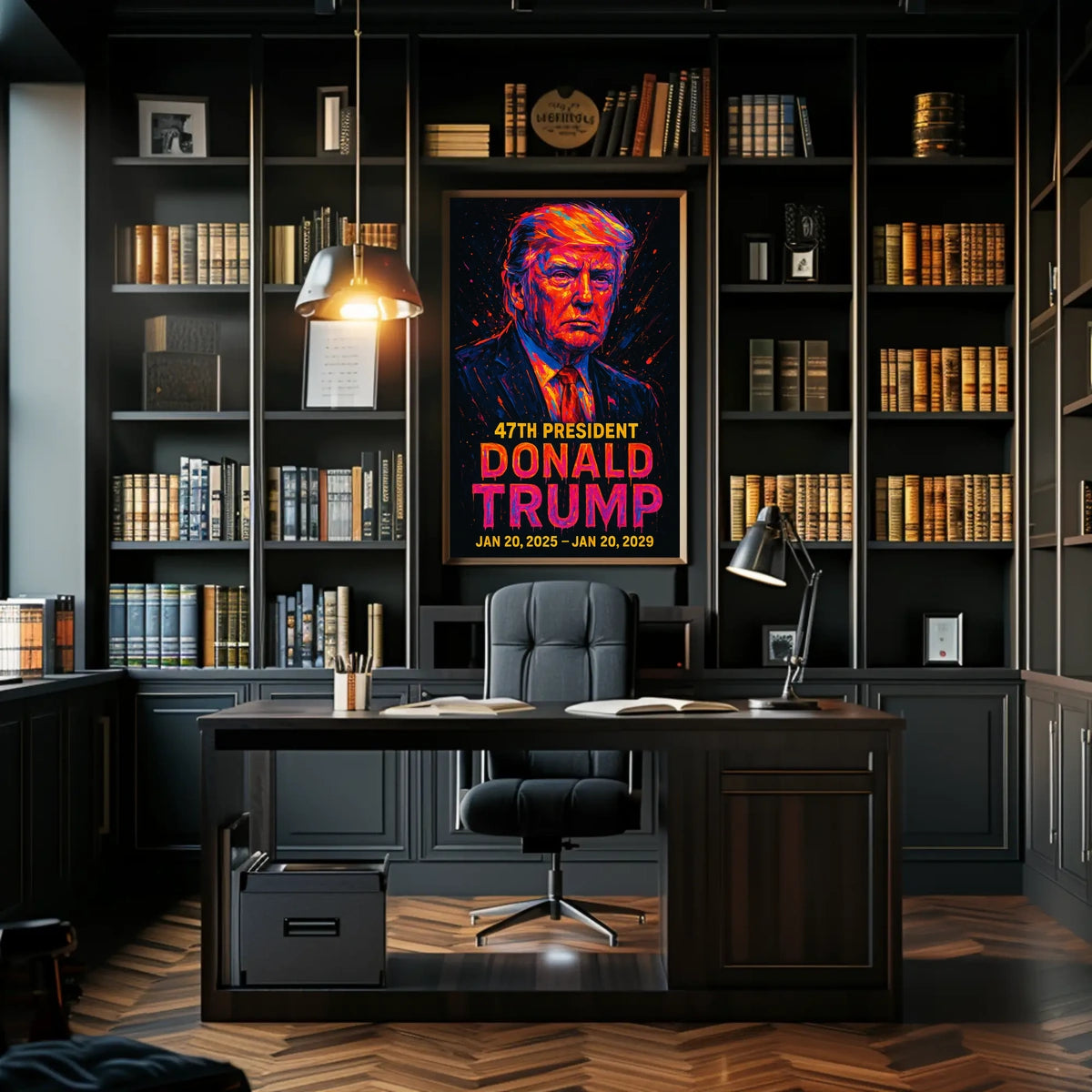 Trump Modern Resolve Neon Futurism Poster
