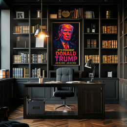 Trump Modern Resolve Neon Futurism Poster