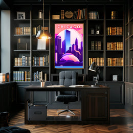 Chicago Skyline at Sunset: Urban Cityscape Poster