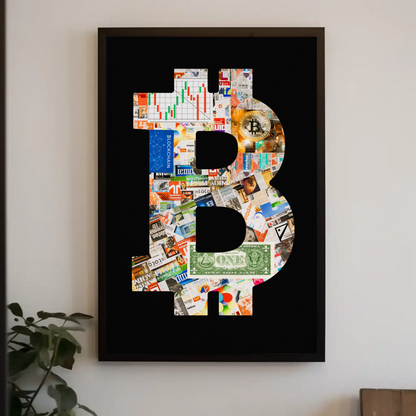 Bitcoin Cryptocurrency Collage Bold Modern Poster Artwork