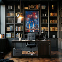 Gateway Arch St Louis Fireworks Night Cityscape Poster