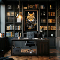 Stylized Wilderness Wolf Depiction Artistic Animal Poster