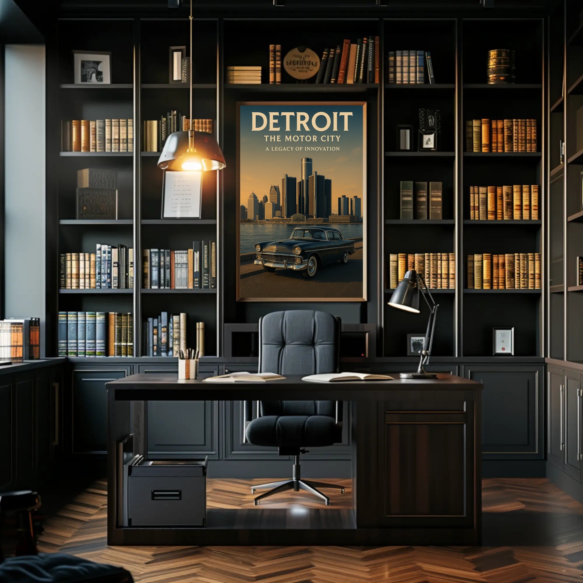 Detroit The Motor City Vintage Poster PosterGoat