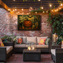 Halloween Night Gothic City Nightscape Eerie Ambient Nocturnal Urban Wanderlust Decor Poster