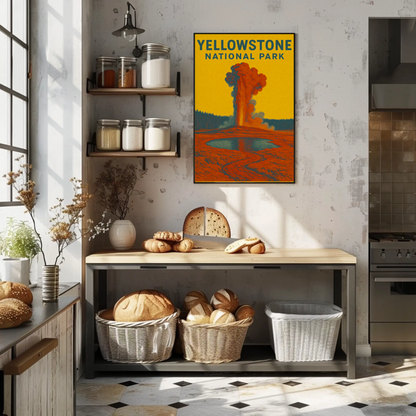 Yellowstone's Majestic Eruption Vintage Travel Poster