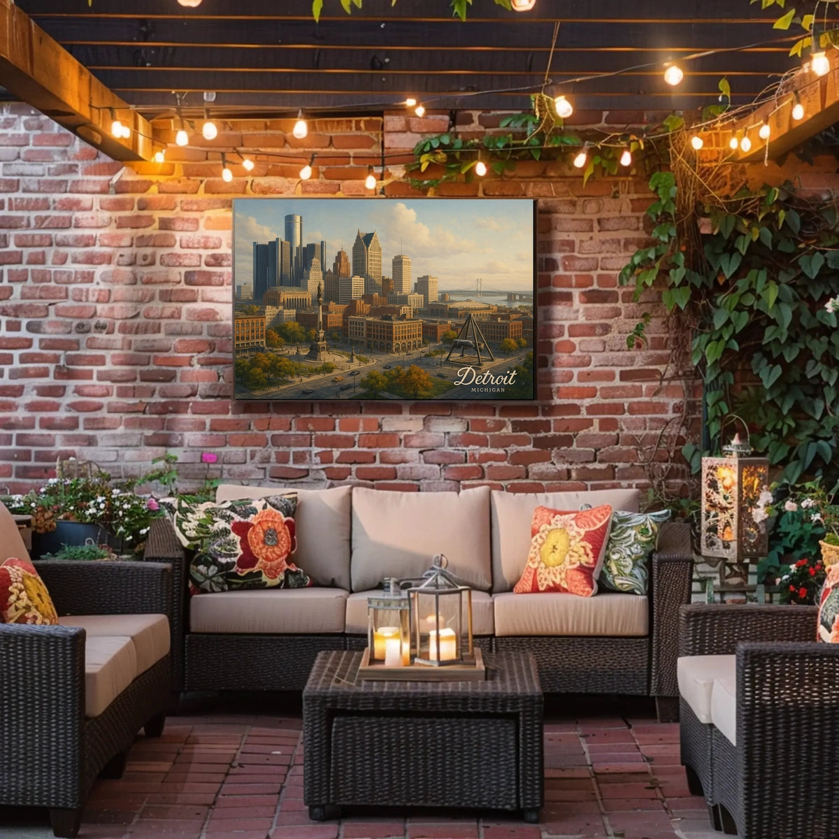 Detroit Skyline Cityscape Wall Art Photography Realism Minimalist Decor Enthusiasts Wanderlust Poster