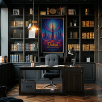 Futuristic Dubai Poster: Burj Khalifa Cosmic Night