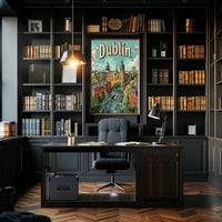 Dublin Illustrated Urban Landscape Travel Poster