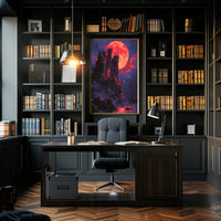 Blood Moon Castle Art Print Poster for Home Decor PosterGoat