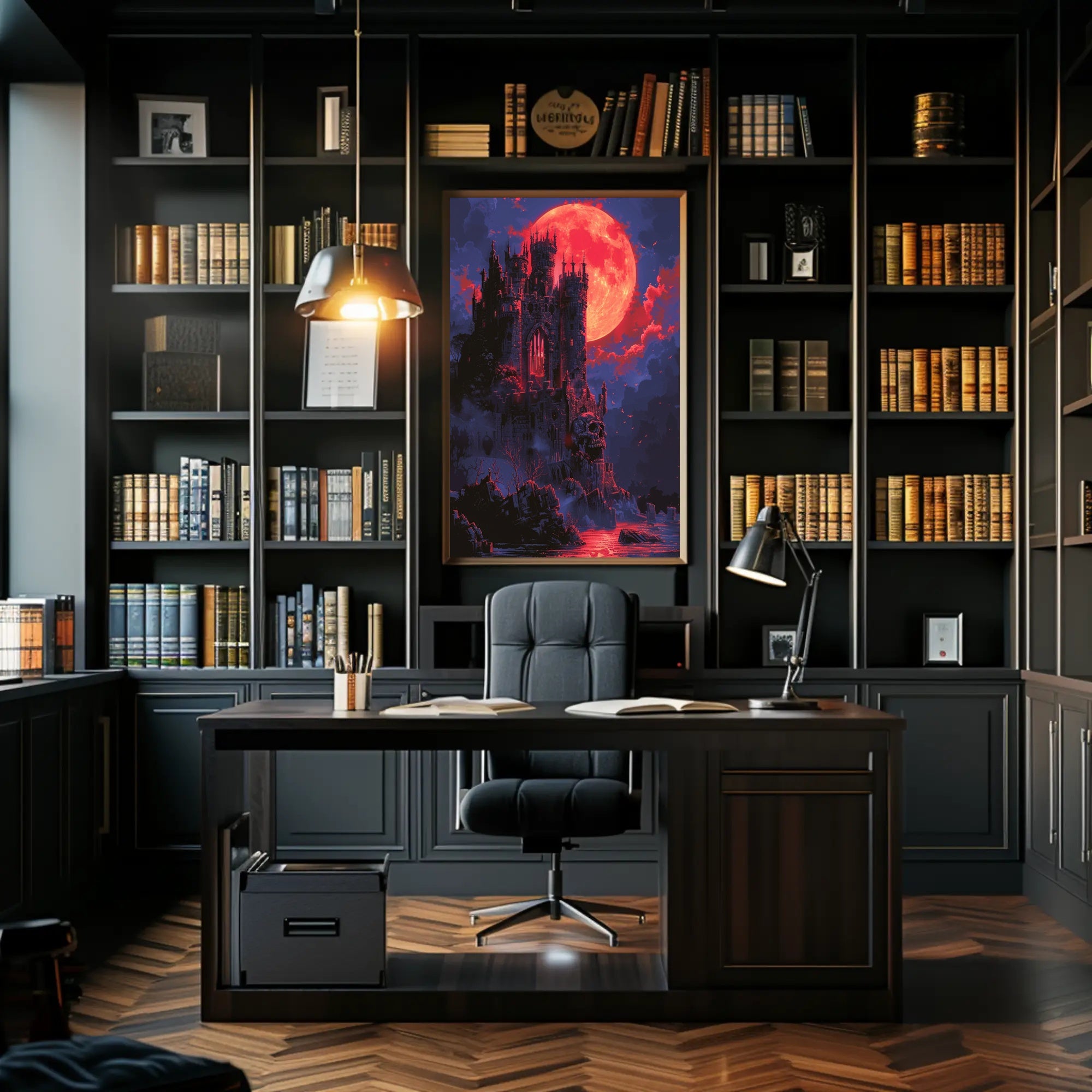 Blood Moon Castle Art Print Poster for Home Decor PosterGoat