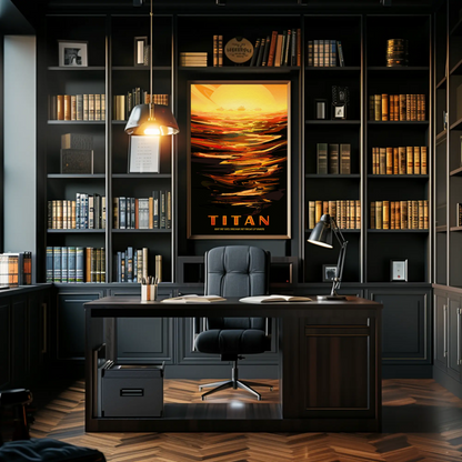 Space Exploration Poster Ride the Tides of Titan Retro Style