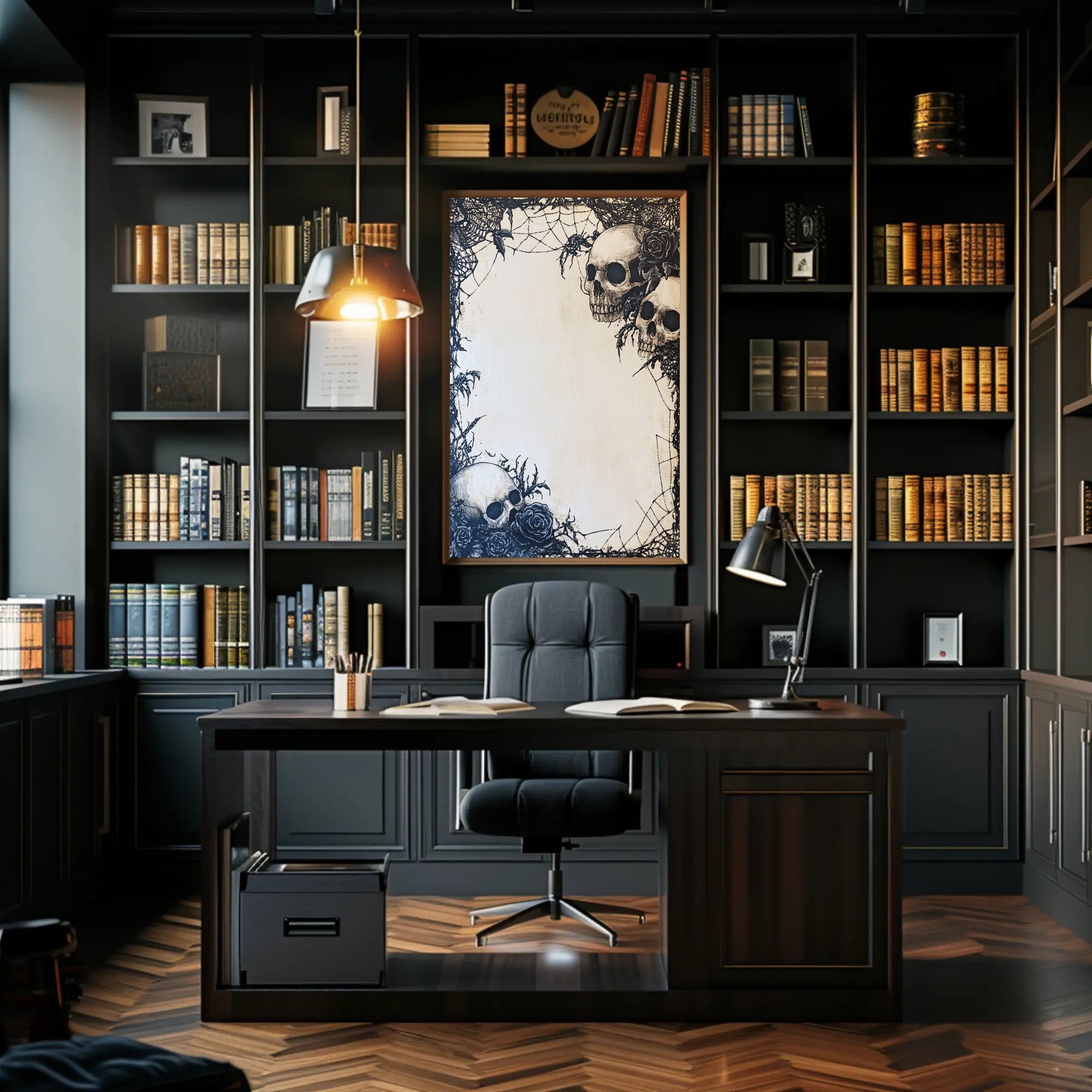 Gothic Skulls And Roses Poster